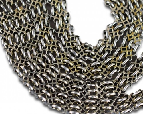 Fine silver gilt filigree long chain - 