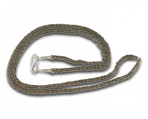 18th century - Fine silver gilt filigree long chain