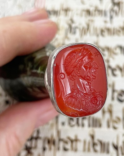 Desk seal with a Renaissance intaglio of Julius Cesar - 