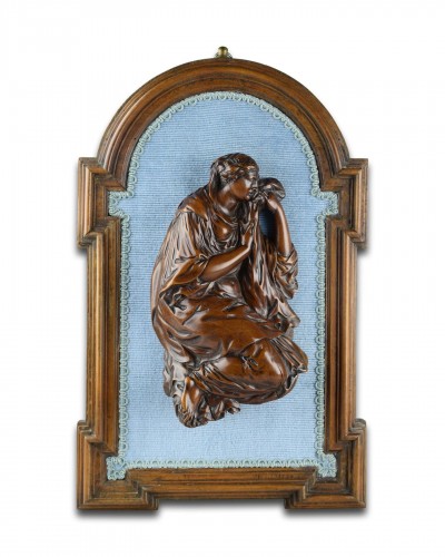 Large boxwood relief of Mary Magdalene, 17th century.