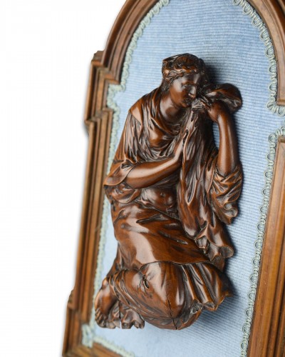 Religious Antiques  - Large boxwood relief of Mary Magdalene, 17th century.