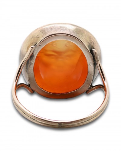 Antique Jewellery  - Georgian gold ring with a carnelian intaglio of Silenus. Italian, 18th cent