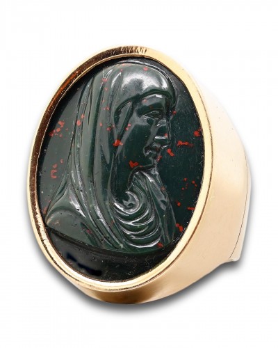 Bijouterie, Joaillerie  - Bague avec un camée Renaissance du Christ et de la Vierge