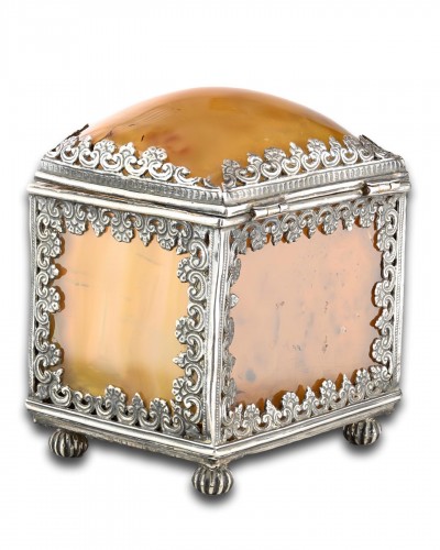 Objects of Vertu  - Silver mounted agate casket