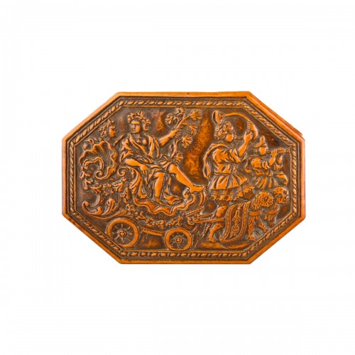 Exceptional boxwood snuff box with allegories of Summer