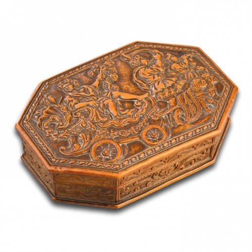 Exceptional boxwood snuff box with allegories of Summer - Objects of Vertu Style 