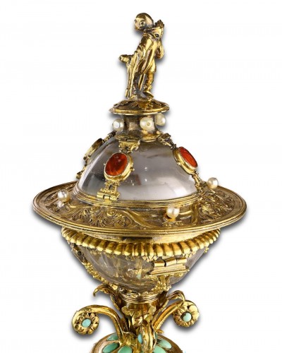 Silver gilt mounted rock crystal table salt - 