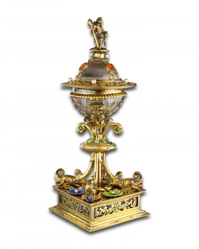 19th century - Silver gilt mounted rock crystal table salt