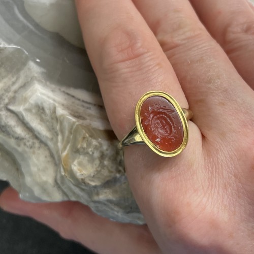  - Gold ring with an intaglio of the Gorgon Medusa