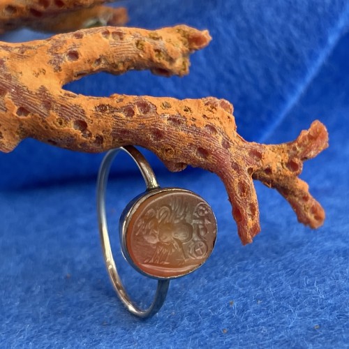  - Georgian gold ring with intaglio of Cupid in a chariot