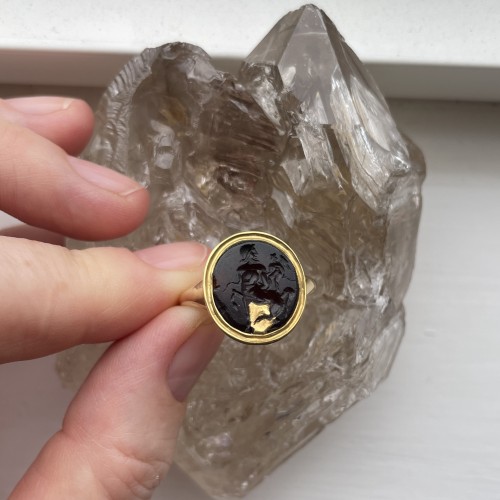  - Gold ring with a sard intaglio of Cupid and a Centaur