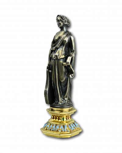 Silver, gold and enamel desk seal in the form of a muse - Objects of Vertu Style 