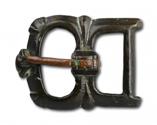  - Two large Medieval bronze buckles
