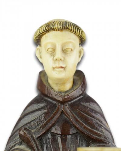 Ivory and wood sculpture of Saint Anthony - Religious Antiques Style 