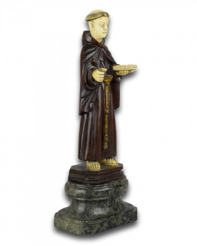 18th century - Ivory and wood sculpture of Saint Anthony