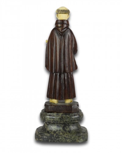 Antiquités - Ivory and wood sculpture of Saint Anthony