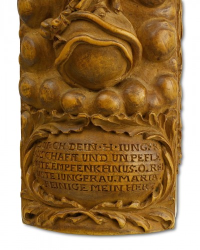  - Pilgrims retable in finely carved boxwood. Germany, Bohemia, 18th century
