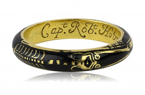 Enamelled gold Skeleton mourning ring, Rngland first half of the 18th cent - Antique Jewellery Style 
