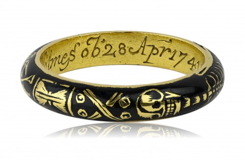 18th century - Enamelled gold Skeleton mourning ring, Rngland first half of the 18th cent