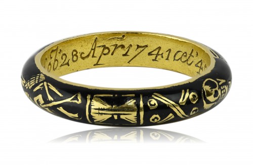 Enamelled gold Skeleton mourning ring, Rngland first half of the 18th cent - 