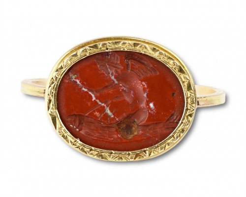 Bague en or avec une intaille en jaspe représentant Eros - Bijouterie, Joaillerie Style 