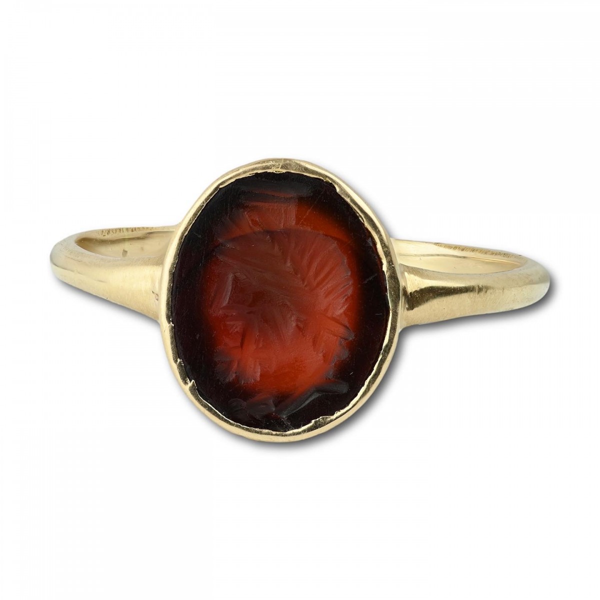 Gold ring with a carnelian intaglio of Zeus-Serapis, Roman, 1st - 2nd ...