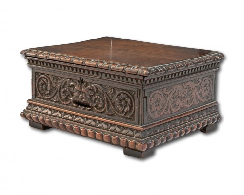  - Walnut casket with concealed money box