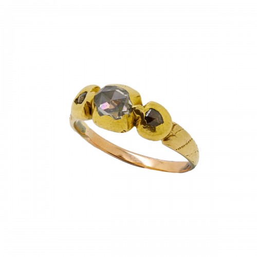 Rose cut diamond set gold ring