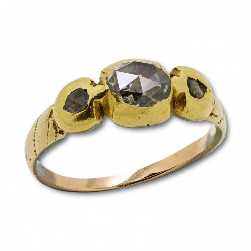 Rose cut diamond set gold ring - Antique Jewellery Style 