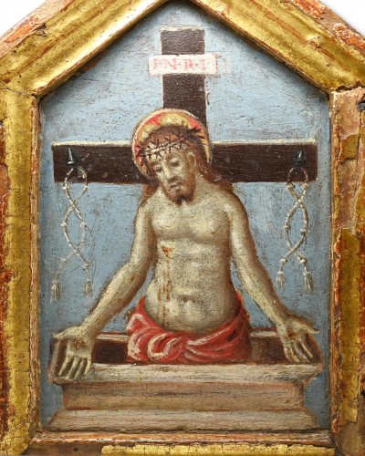 Gilt wood pax painted with the resurrected Christ - Religious Antiques Style 