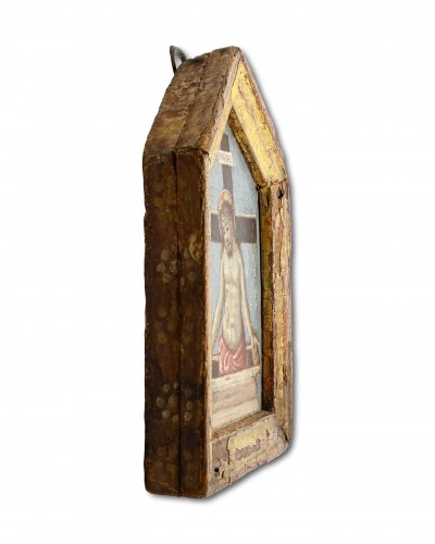 Gilt wood pax painted with the resurrected Christ - 