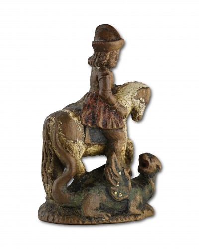 Pièce d'échecs miniature représentant Saint Georges terrassant le dragon - 