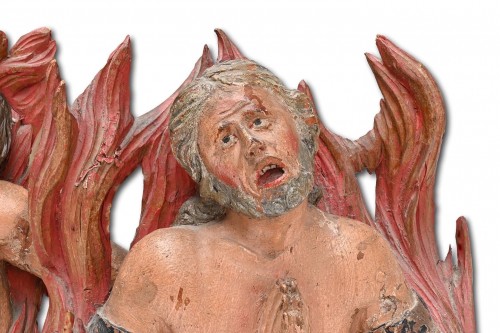 Polychromed sculptures of souls burning in purgatory - Religious Antiques Style 