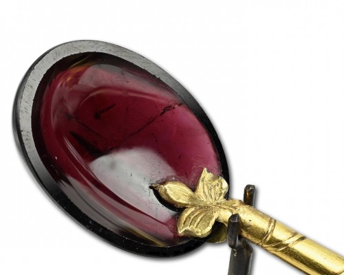 Curiosities  - Rare gold handled garnet spoon, France mid 16th century