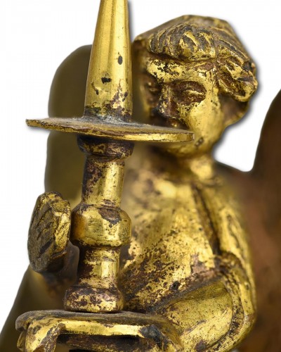 Medieval gilt bronze of a torchere bearing angel - Curiosities Style 