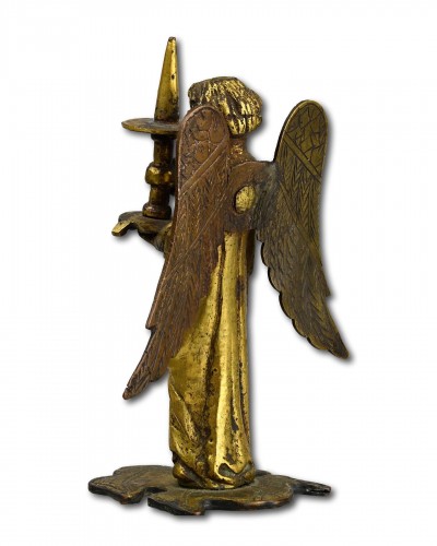 Curiosities  - Medieval gilt bronze of a torchere bearing angel