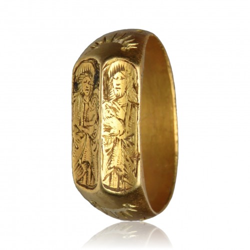 Iconographic finger ring with Saint John and the Virgin - Antique Jewellery Style 