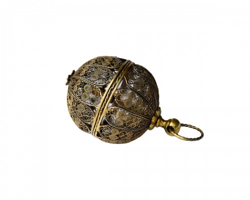 Large filigree silver gilt ball form pomander