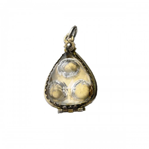 Amuletic rock crystal and silver gilt pendant