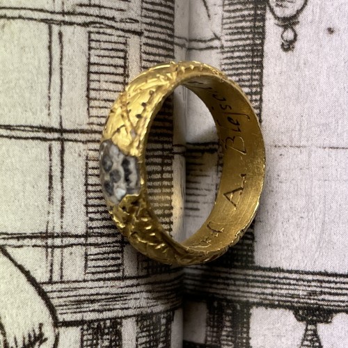 Antiquités - Gold and enamel memento mori ring