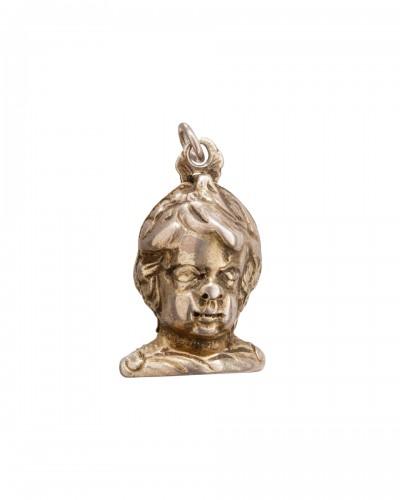 Silver gilt pomander in the form of a putto’s head