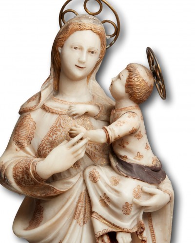 XVIIIe siècle - Grande sculpture en albâtre de la Madone de Trapani XVIIIe siècle