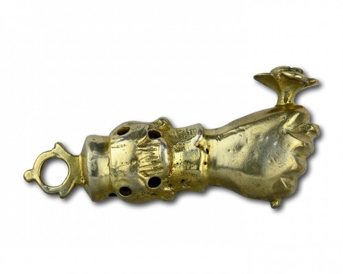  - Silver gilt pomander pendant in the form of a figa, Germany early 17th cent