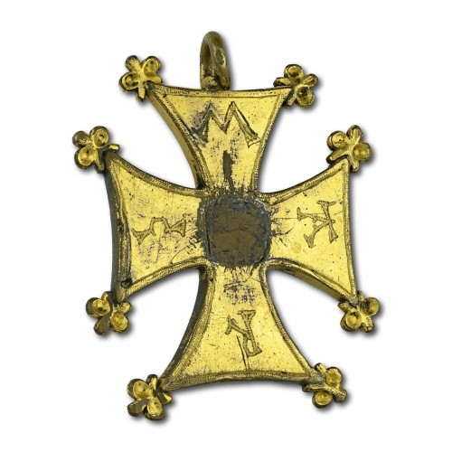 Importante croix pectorale médiévale en bronze doré, France XVe siècle - Matthew Holder