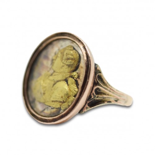 Antiquités - Bague en or de Gustav III (1746-1792), Suède XVIIIe siècle