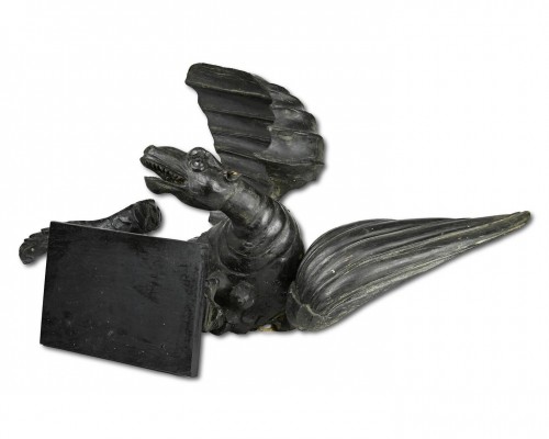 19th century - Ebonised wooden sculpture of a dragon, England 19th century