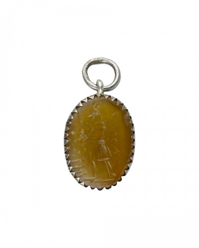 Silver pendant with gnostic intaglio of Anubis 2nd-3rd Century AD.