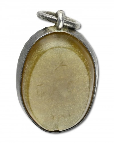 BC to 10th century - Silver pendant with gnostic intaglio of Anubis 2nd-3rd Century AD.