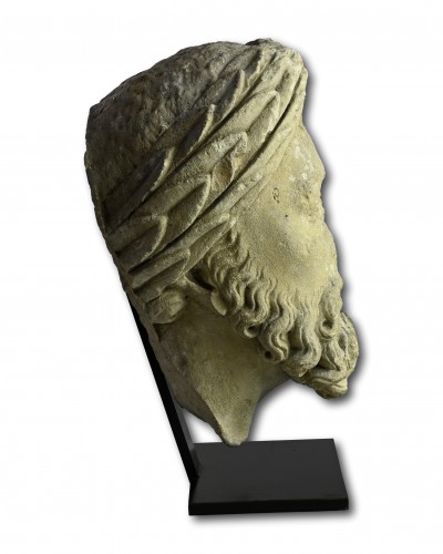 Antiquités - Importante tête en pierre d'un empereur