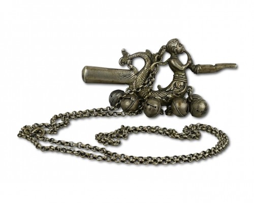 Antique Jewellery  - Silver gilt mermaid rattle and whistle - North European, mid 18th century 